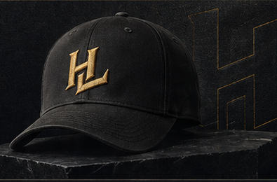 Black Headlooks cap with gold embroidered mark